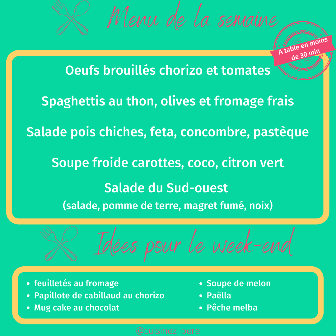 Menu d'août - semaine 3