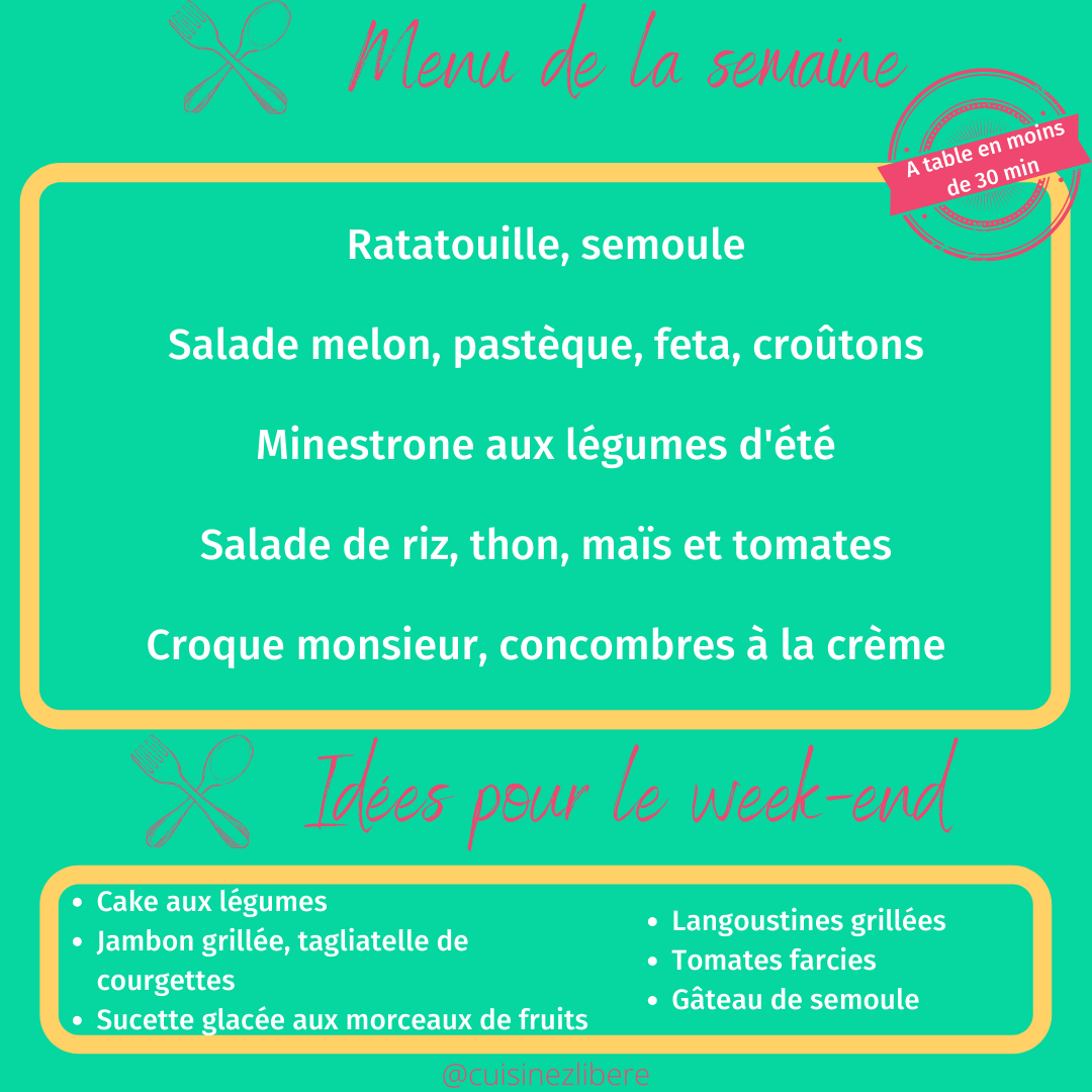 Menu d'août - semaine 2