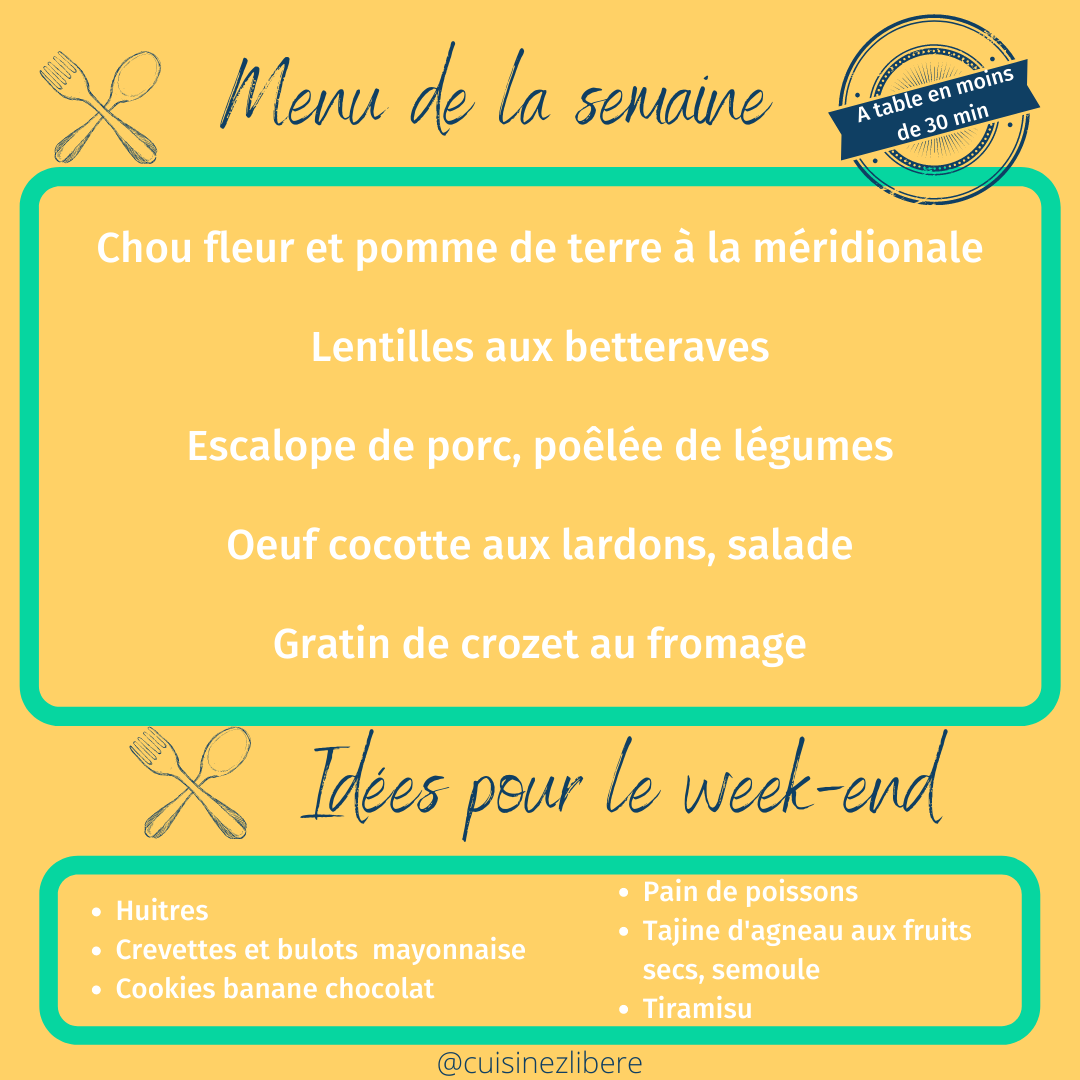 Menu en couleurs pour novembre