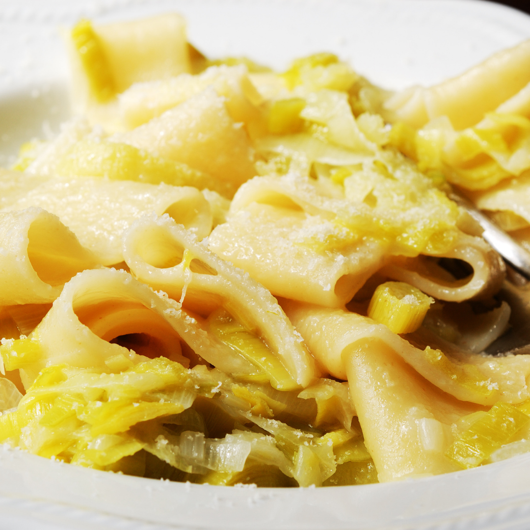 pâtes poireaux crème et lardons