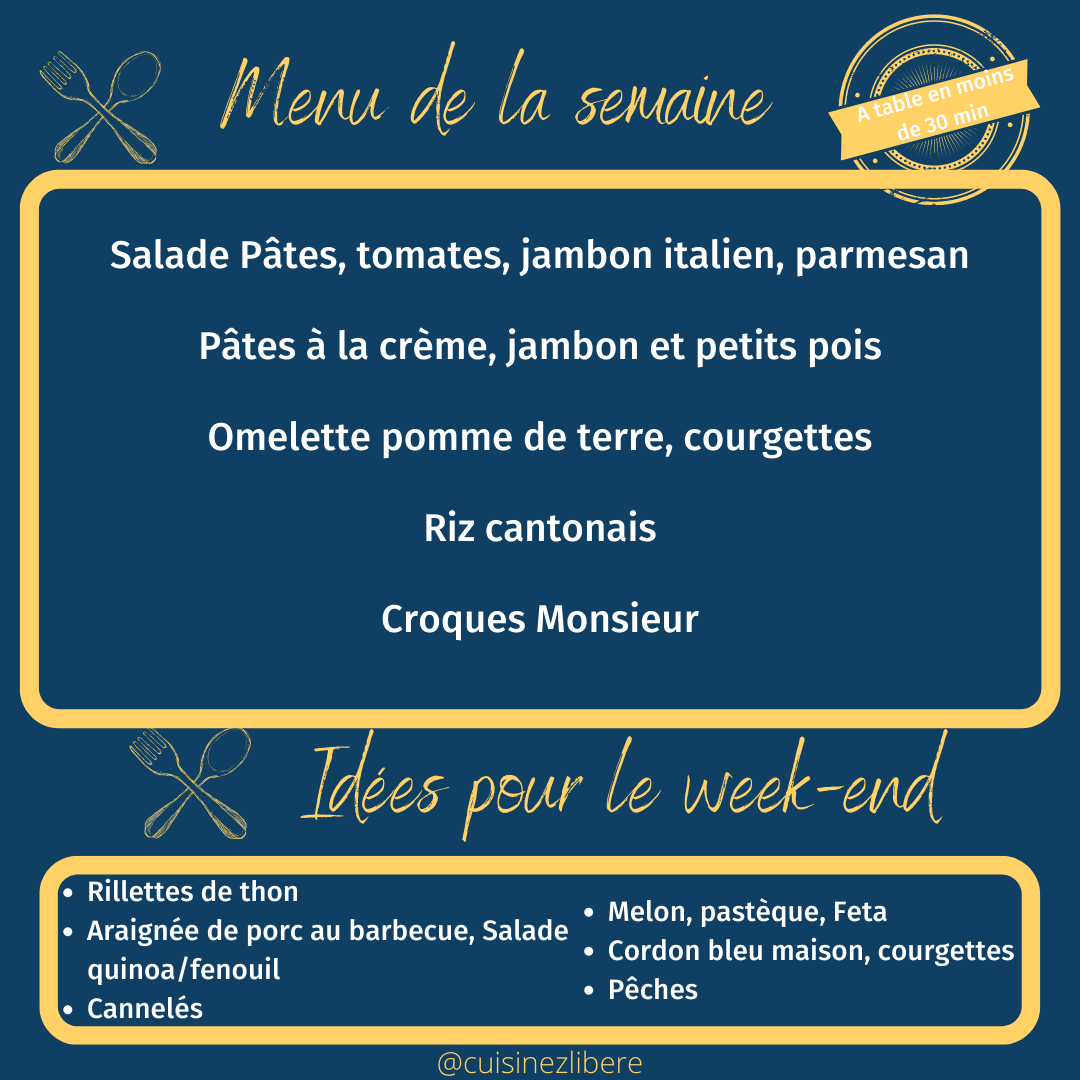 Menu de Juillet 4