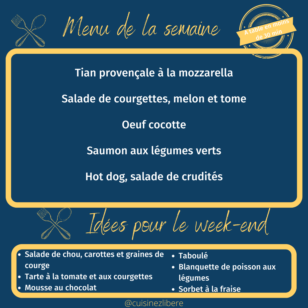 Menu de Juillet 1