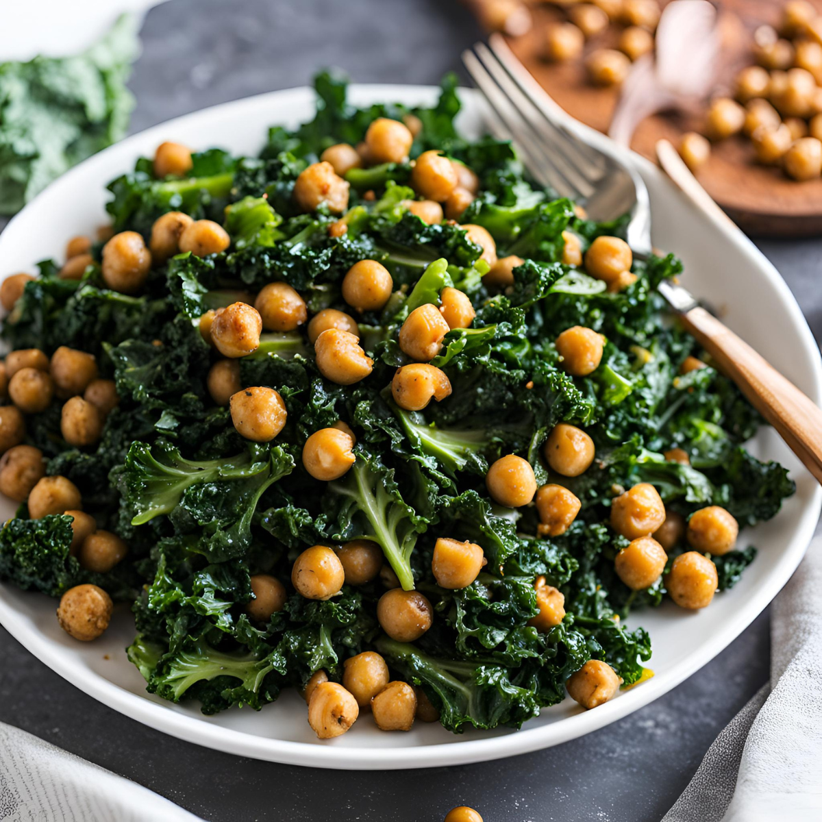 Poêlée chou kalé et pois chiches